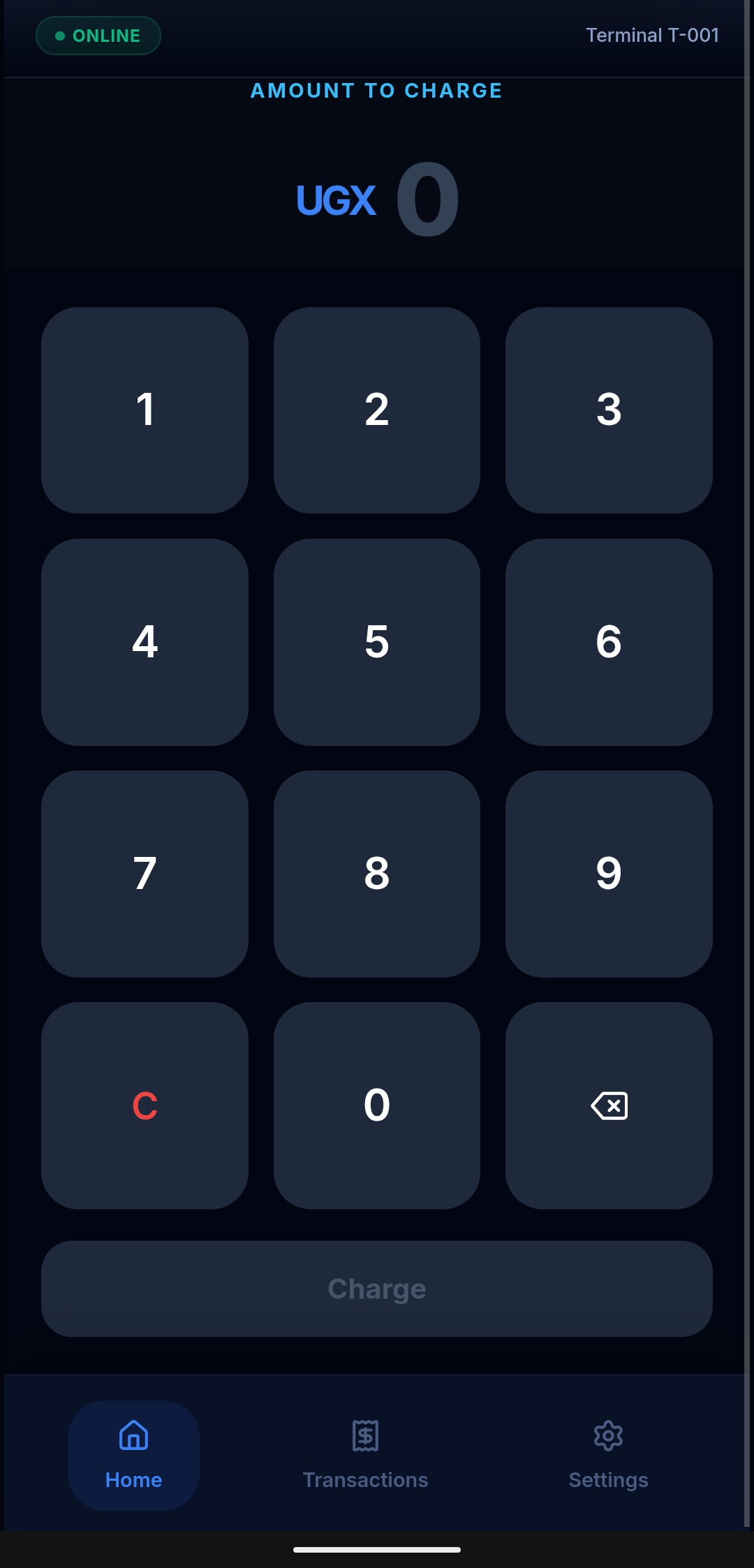 Terminal App — payment keypad
